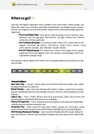 example page 1 from our offline Travel Guide for French Polynesia